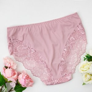 Light pink women's briefs with lace PLUS SIZE - Underwear