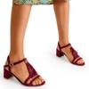 Maroon sandals on a low post with fringes Torri - Footwear