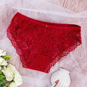 Maroon women's lace panties PLUS SIZE - Underwear