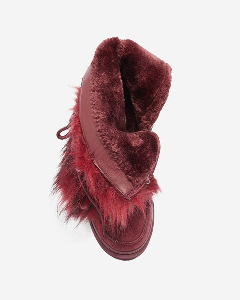 Maroon women's snow boots with fur Cerika - Footwear