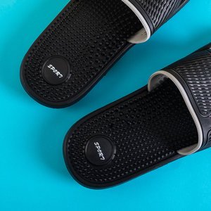 Men's Black Rubber Slippers With Spikes Liw - Footwear