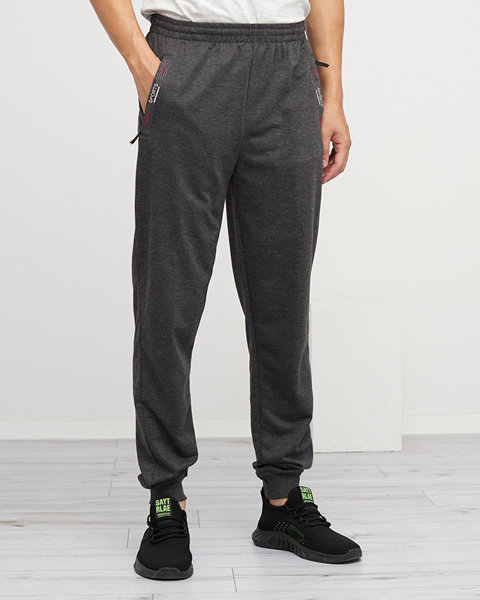 Men's Dark Gray Drawstring Track Pants - Clothing