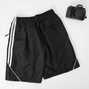 Men's black sports shorts with white stripes - Clothing