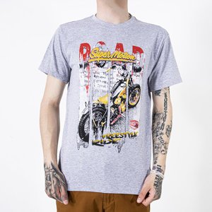 Men's gray cotton t-shirt with print - Clothing