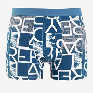 Men's navy blue boxer shorts with inscriptions - Underwear