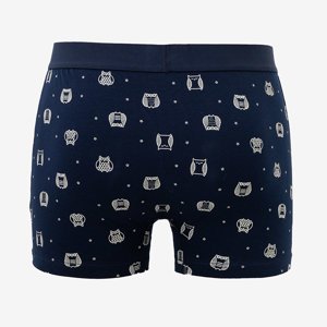 Men's navy blue boxer shorts with owls - Underwear