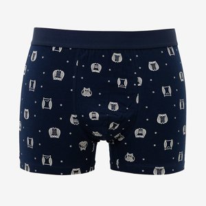 Men's navy blue boxer shorts with owls - Underwear