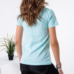 Mint women's t-shirt with print - Clothing