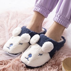 Navy blue and white women's slippers Plainet - Shoes