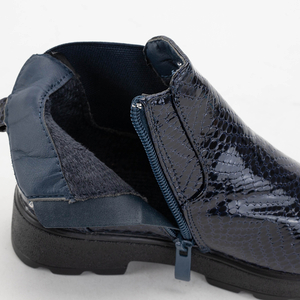Navy blue girls boots with Aliqito embossing - Shoes