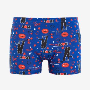 Navy blue men's boxer shorts with print - Underwear