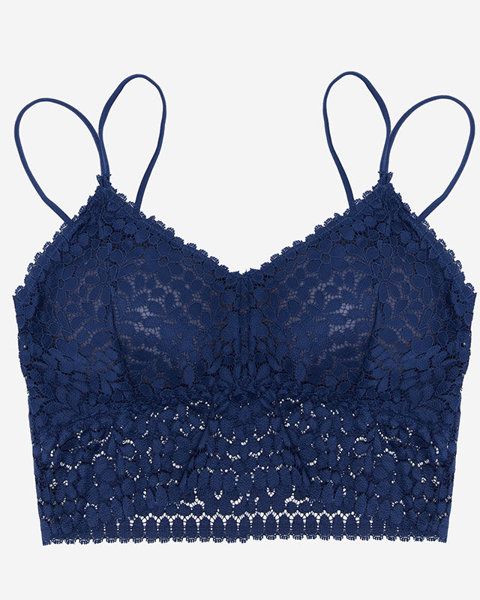 Navy blue women's lace bralette bra - Underwear