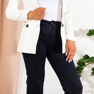 Navy blue women's straight pants PLUS SIZE - Clothing