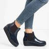 Navy blue women's wedge boots Stasia - Shoes