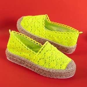 Neon yellow women's openwork platform espadrilles Abraf - Footwear