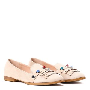 OUTLET Beige moccasins with Karmanellia decoration - Shoes