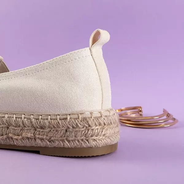 OUTLET Beige women's espadrilles on a platform with Tinika decorations - Footwear