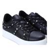 OUTLET Black Sneakers with Studs and Cubic Zirconia Caterine - Footwear