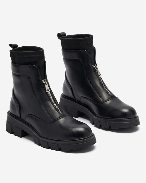 OUTLET Black women's boots with a zipper in the middle Elibb- Footwear