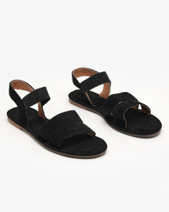 OUTLET Black women's eco-suede flat sandals Nerina - Shoes