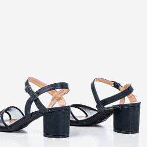 OUTLET Black women's sandals on a low post Vivianne - Footwear
