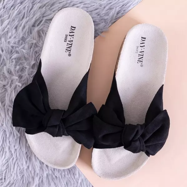 OUTLET Black women's slippers with an Antuca bow - Footwear