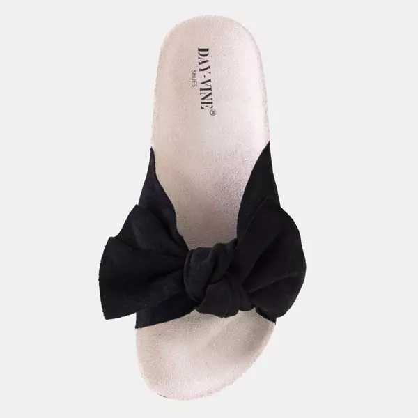 OUTLET Black women's slippers with an Antuca bow - Footwear