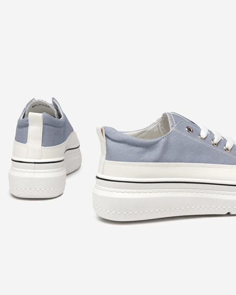 OUTLET Blue and gray women's sneakers on the Veritar platform - Footwear