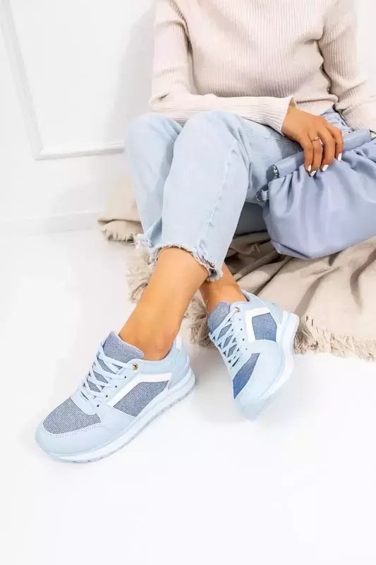 OUTLET Blue women's sports sneakers with glitter Berilan - Footwear