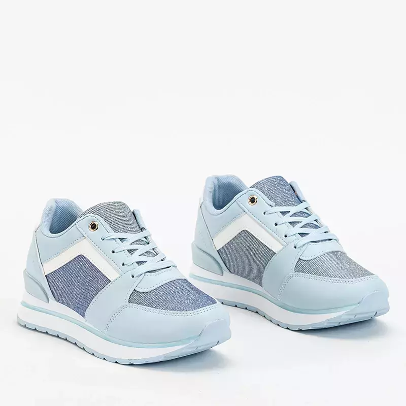 OUTLET Blue women's sports sneakers with glitter Berilan - Footwear