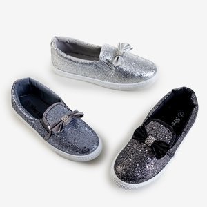 OUTLET Children's silver slip on with a bow Cintia - Footwear