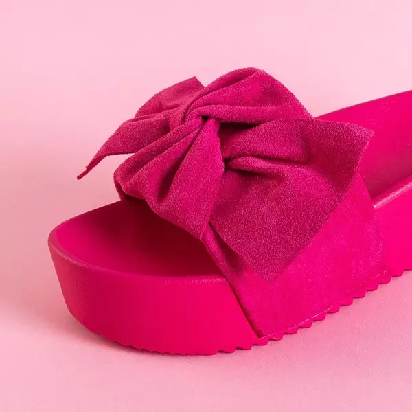 OUTLET Fuksjowe women's flip flops with a bow Dolorisa - Shoes