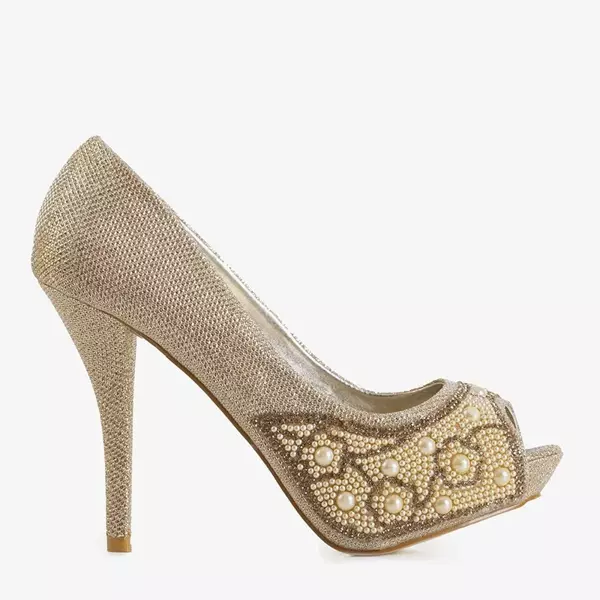 OUTLET Gold glitter stiletto pumps Prisca - Footwear