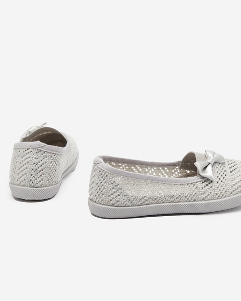 OUTLET Gray girls' openwork sneakers with a bow Apllo - Shoes