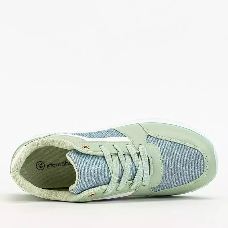 OUTLET Green women's sports sneakers with glitter Berilan - Footwear