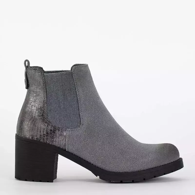 OUTLET Grey women's boots on a post Cosilio - Footwear
