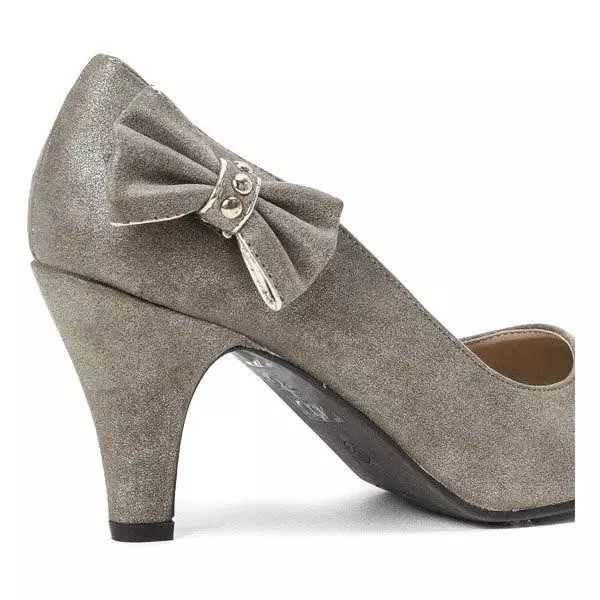OUTLET Khaki pumps on a thick heel with a bow Riparia - Shoes