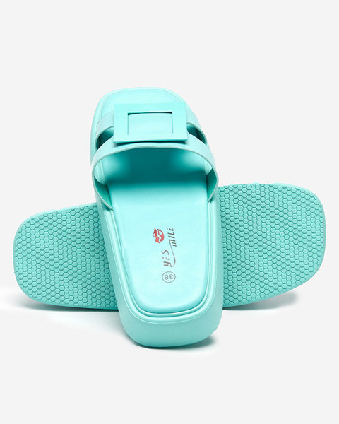OUTLET Ladies' mint slippers with Zegor decoration - Footwear