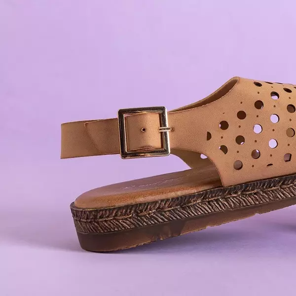 OUTLET Lionetta beige openwork sandals for women - Footwear