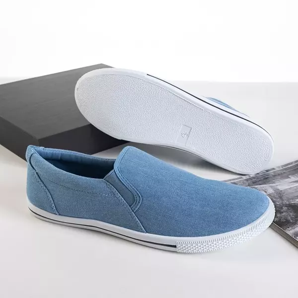 OUTLET Men's blue denim sneakers slip on Orian - Footwear