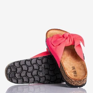 OUTLET Neon pink slippers with a Sunshine bow - Shoes