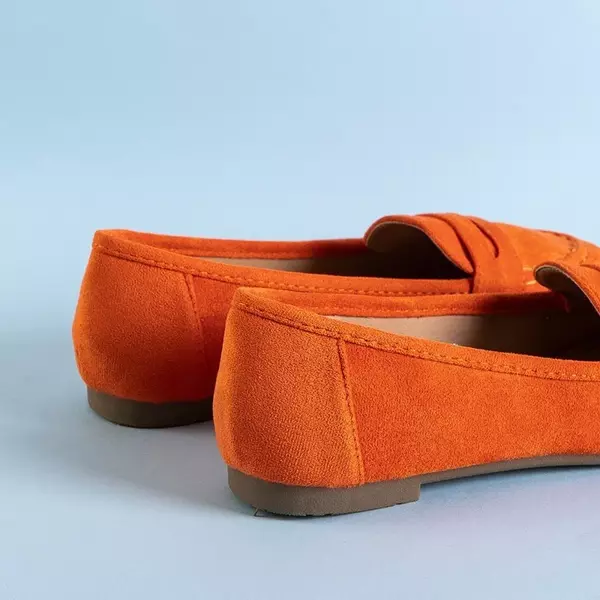 OUTLET Orange women's eco-suede loafers from Bondesqa - Footwear