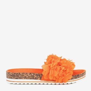 OUTLET Orange women's slippers with flowers Mastina - Shoes