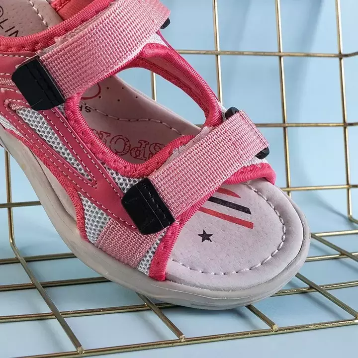 OUTLET Pink children's sandals with Velcro Bloccia - Footwear