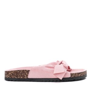 OUTLET Pink slippers with a Montiana bow - Shoes