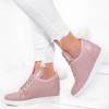 OUTLET Pink sneakers with a white sole on a wedge heel with ears and a pompom Carry - Shoes