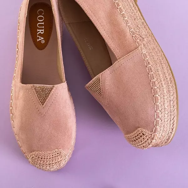 OUTLET Pink women's espadrilles with cubic zirconia Asira - Shoes