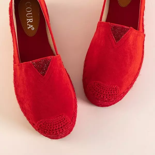 OUTLET Red women's espadrilles with Asira cubic zirconia - Shoes
