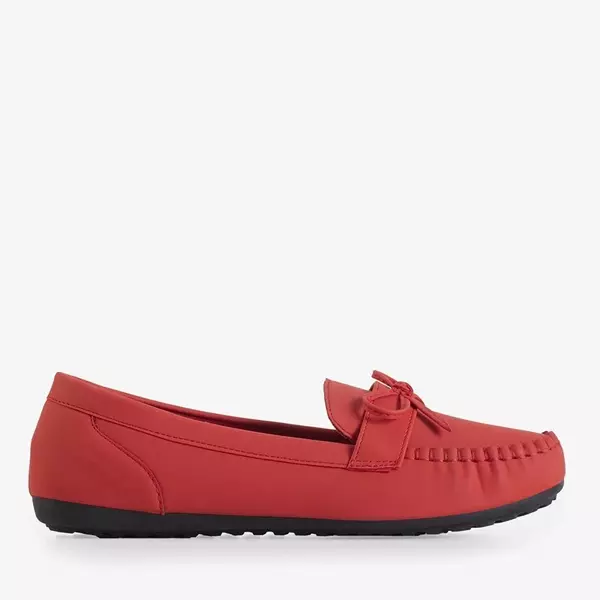 OUTLET Red women's moccasins with a Letisa bow - Footwear