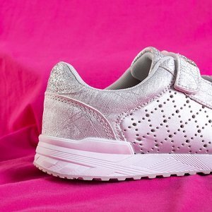 OUTLET Silver children's openwork sports shoes with Oksi decorations - Footwear